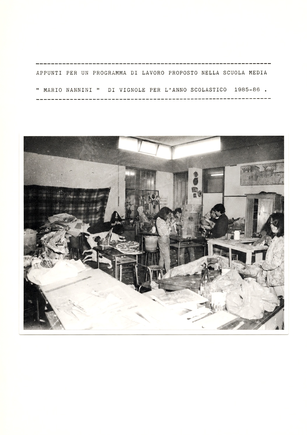 Appunti per un Programma di Lavoro – Scuola Media Mario Nannini